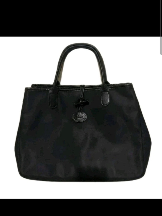 Longchamp Handbags - Vintage Longchamp Roseau Black Canvas & Leather Tote Bag - Made in France